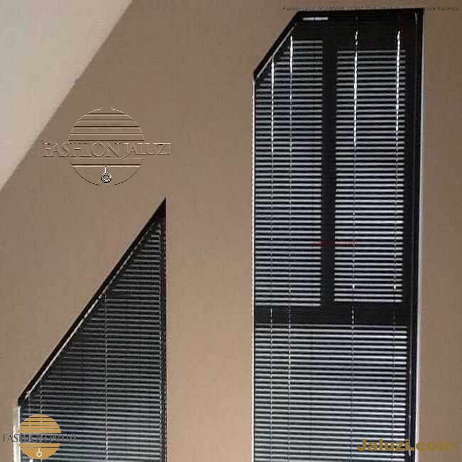 jaluzi perde eğimli meyilli üçgen yamuk şekilsiz alttan eğik formsuz üstten açılı açı shaped venetian blinds ahşap jaluzi perde (55)