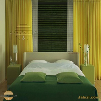 ahşap jaluzi perde fon perde panel perde klasik modern tarz kanat perde dekorasyonu wood blinds with valances drapery (6)