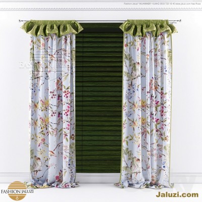 ahşap jaluzi perde fon perde panel perde klasik modern tarz kanat perde dekorasyonu wood blinds with valances drapery (8)