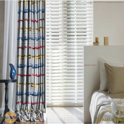ahşap jaluzi perde fon perde panel perde klasik modern tarz kanat perde dekorasyonu wood blinds with valances drapery (34)