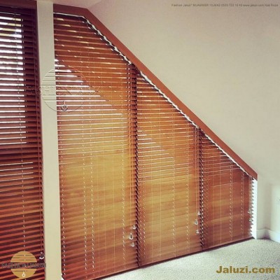 jaluzi perde eğimli meyilli üçgen yamuk şekilsiz alttan eğik formsuz üstten açılı açı shaped venetian blinds ahşap jaluzi perde (10)