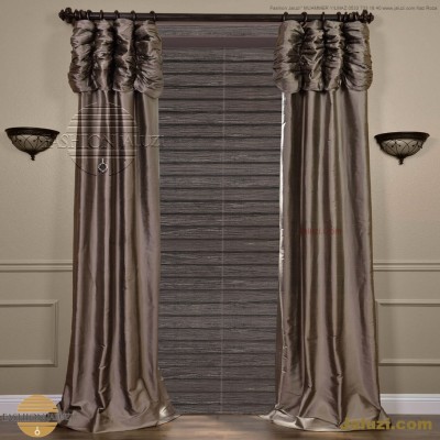 ahşap jaluzi perde fon perde panel perde klasik modern tarz kanat perde dekorasyonu wood blinds with valances drapery (25)