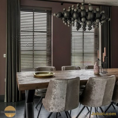perde ahşap jaluzi perde fon perde panel perde klasik modern tarz kanat perde dekorasyonu wood blinds with valances drapery_16