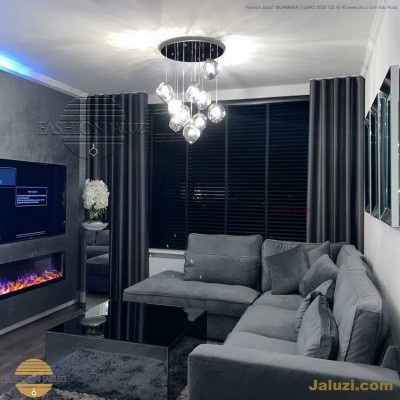 ahşap jaluzi perde fon perde panel perde klasik modern tarz kanat perde dekorasyonu wood blinds with valances drapery (13)