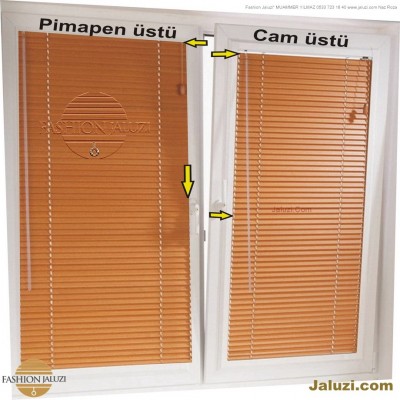 cam üstü jaluzi perde pencere pimapen üstünde üzerine sabitli ipli zıgıl zıgıllı zigil ipli zincirli düğmeli motorlu 25mm 50mm ahşap metal alüminyum jaluzi pvc pencere (1)