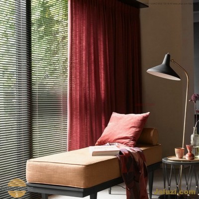 jaluzi ve fon perde kumaş perde ahşap jaluziler ve kanat fon drape eprdeler wood venetain blinds with drapery swag valance (14)