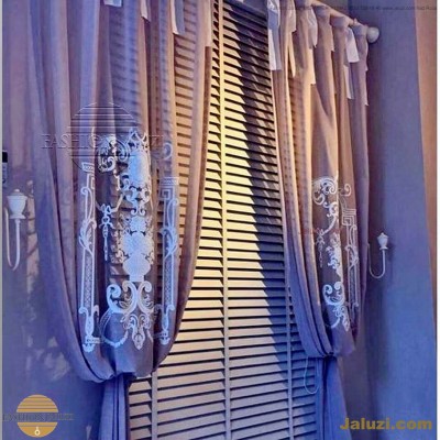 ahşap jaluzi perde fon perde panel perde klasik modern tarz kanat perde dekorasyonu wood blinds with valances drapery (31)