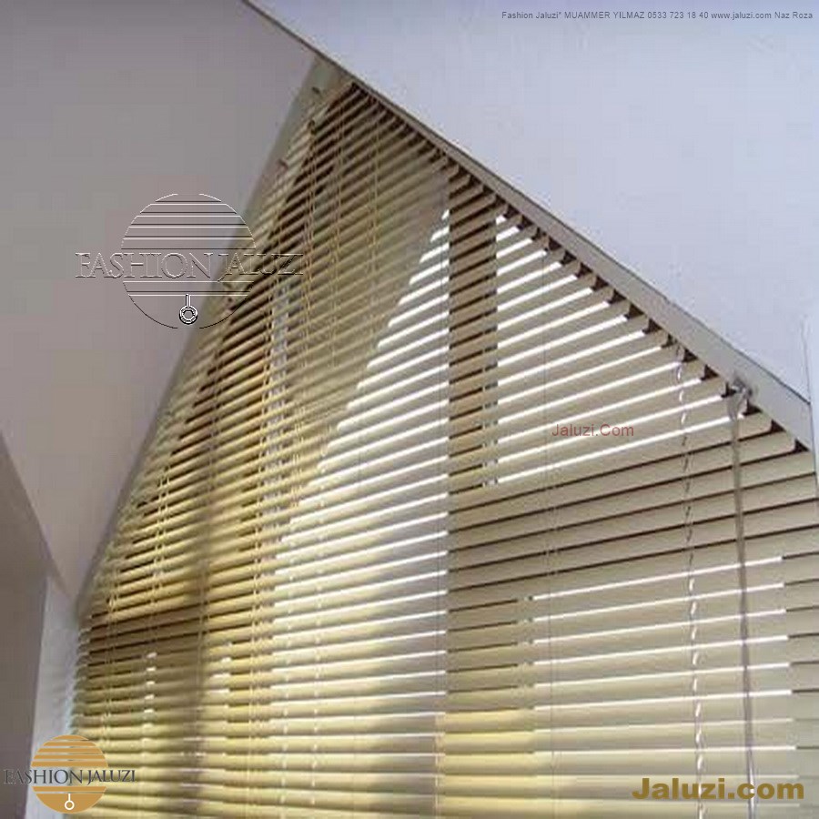 jaluzi perde eğimli meyilli üçgen yamuk şekilsiz alttan eğik formsuz üstten açılı açı shaped venetian blinds ahşap jaluzi perde (25)