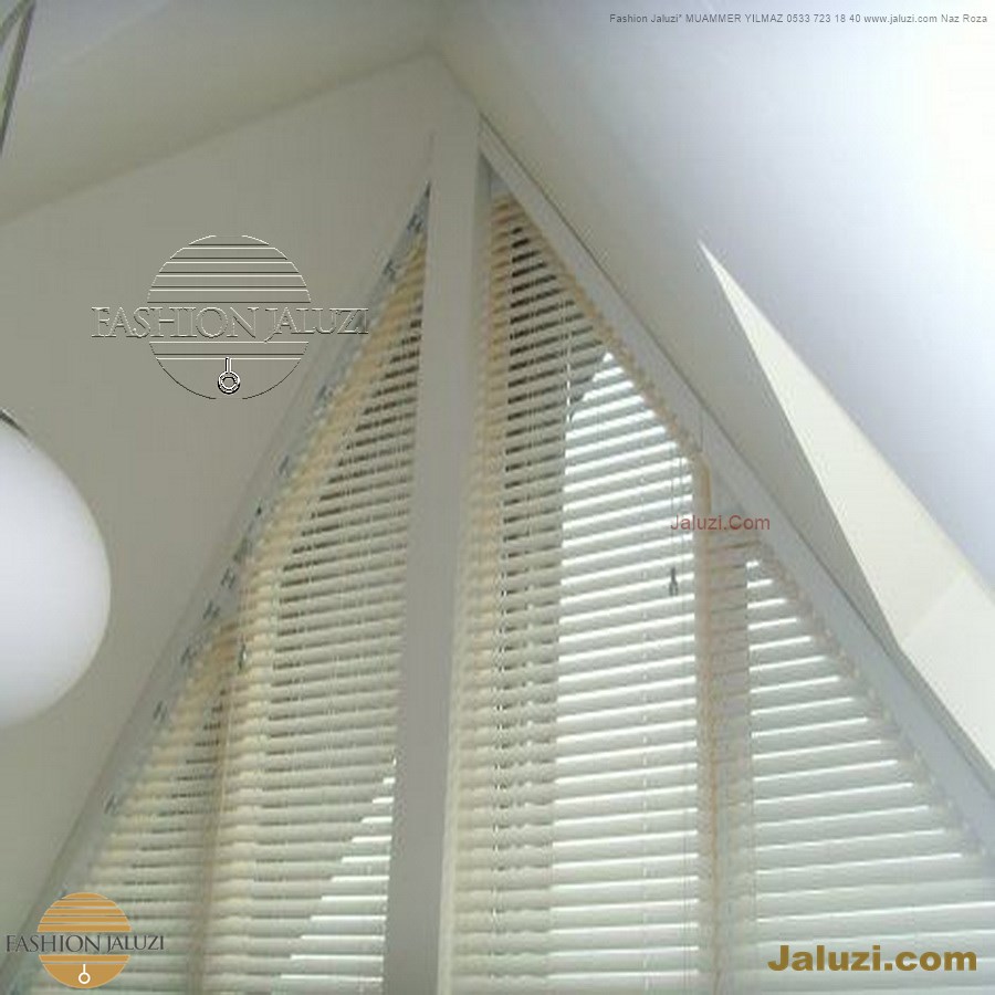jaluzi perde eğimli meyilli üçgen yamuk şekilsiz alttan eğik formsuz üstten açılı açı shaped venetian blinds ahşap jaluzi perde (35)